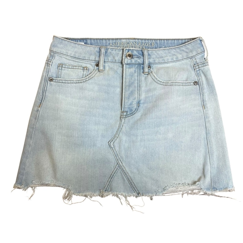 American Eagle Outfitters Frayed Denim Mini Skirt Sz 2
